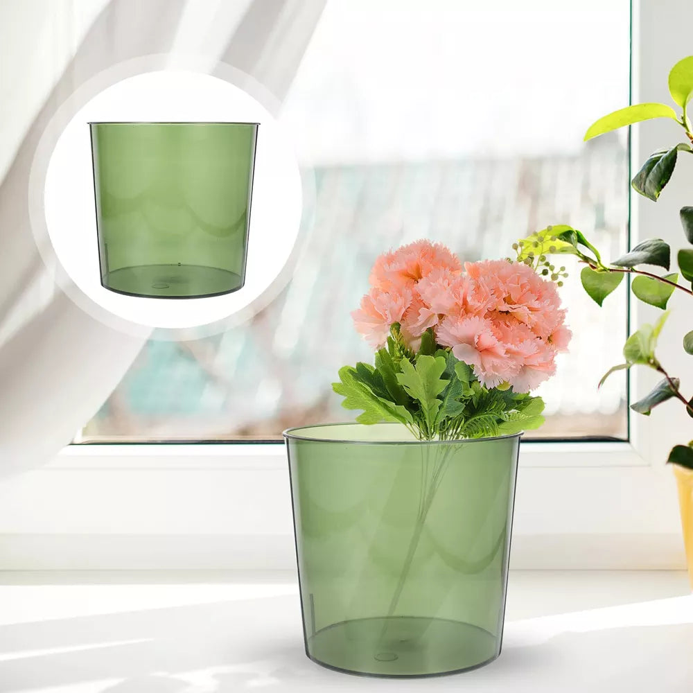 Clear Wastebasket Plastic Flower Bucket Round Garbage Container Trash Bin