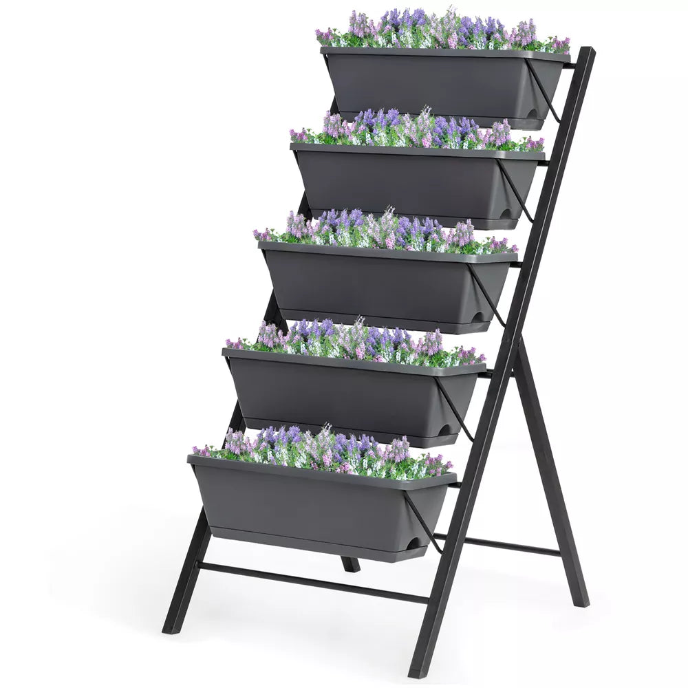 Costway 4 FT Vertical Raised Garden Bed 5-Tier Planter Box for Patio Flower Herb