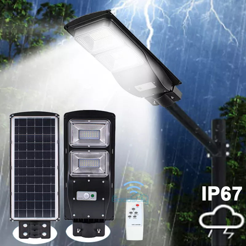 75000000LM Commercial Solar Street FloodLight Outdoor Dusk To Dawn Timing Lamp
