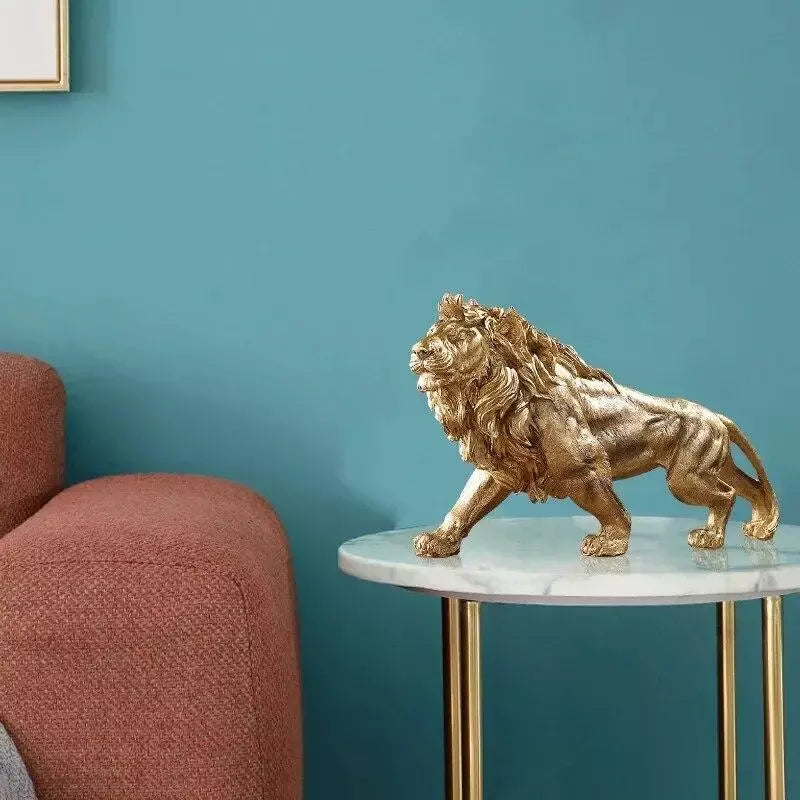 Figurine Animal Lion Novelty Resin Carved Medium Modern Gold Free Stand Decor