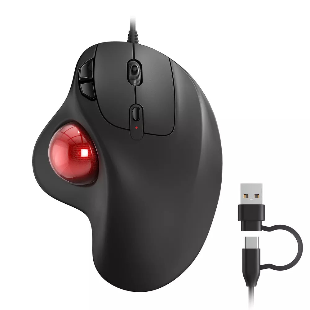 Nulea M509 Trackball Mouse Wired Ergonomic Design Easy Thumb Control Precise ...