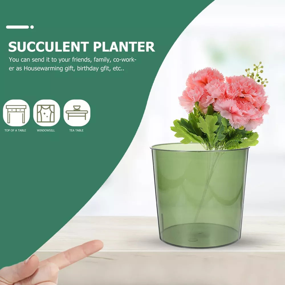 Clear Wastebasket Plastic Flower Bucket Round Garbage Container Trash Bin