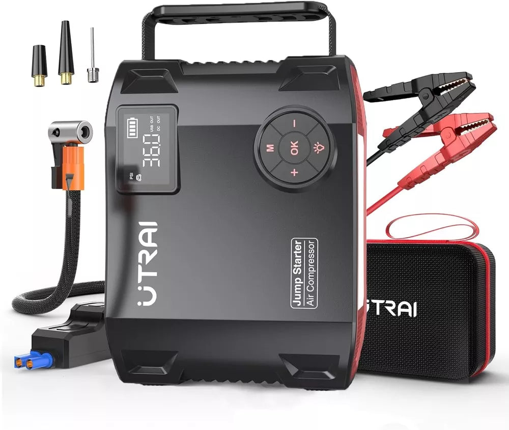 Portable Car Jump Starter with Air Compressor - 3500A 27000mAh - Power Bank &...
