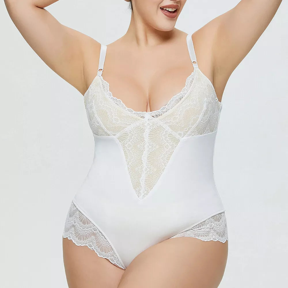 Plus Women Lace Body Shaper Firm Tummy Control Shapewear Yoga Slimming Bodysuit