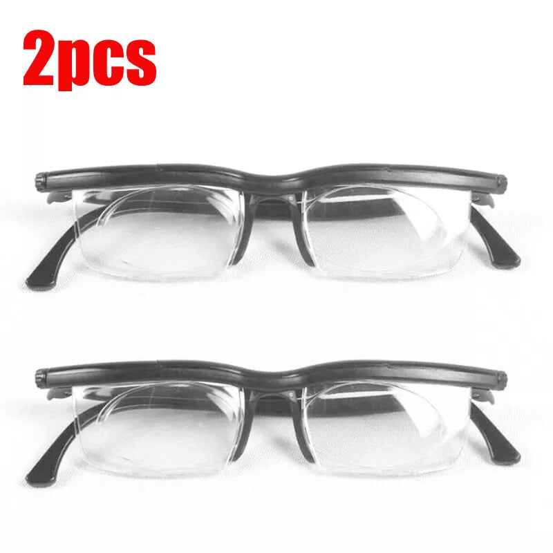 Dial Adjustable Glasses Variable Focus Reading Distance Vision Eyeglasses