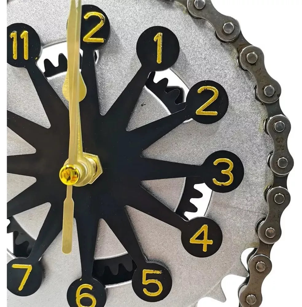 Chain Gear Rotating Clock Mechanical Vintage Industrial Style Art Desktop Clock