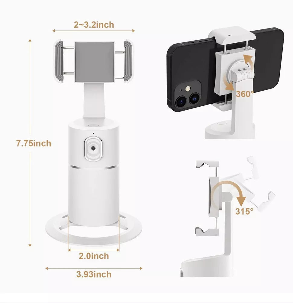 Auto Tracking Phone Holder,360° Rotation Face Body Track Mount Tracking Tripod