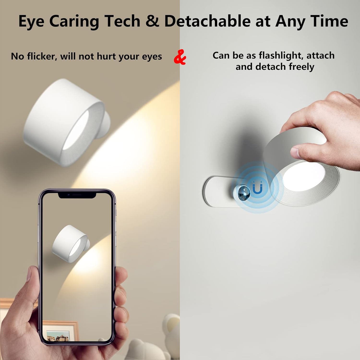 Easystick Cordless Wall Lamp, Rechargeable Led Magnetic Wall Light 360° Rotation