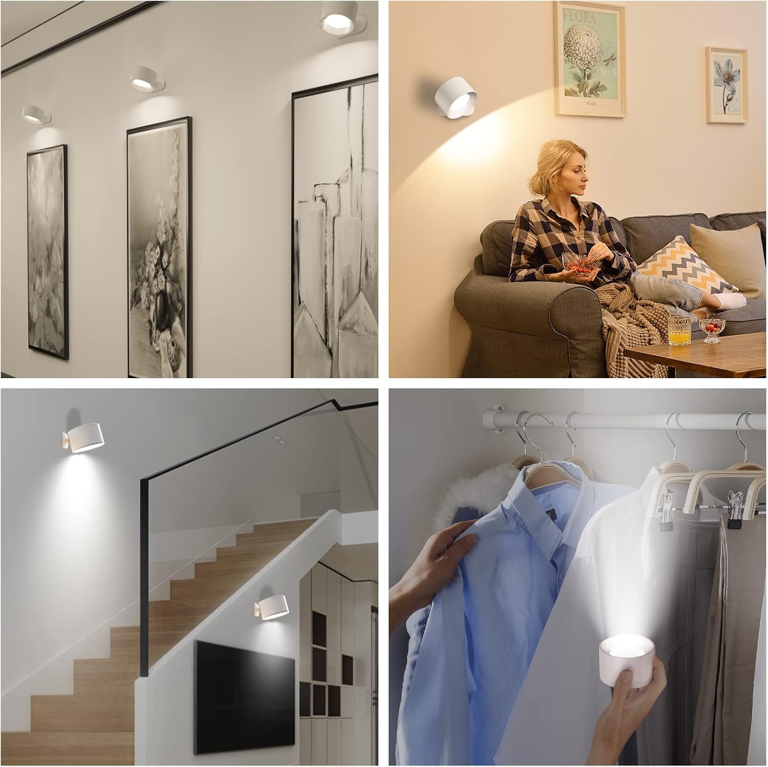 Easystick Cordless Wall Lamp, Rechargeable Led Magnetic Wall Light 360° Rotation