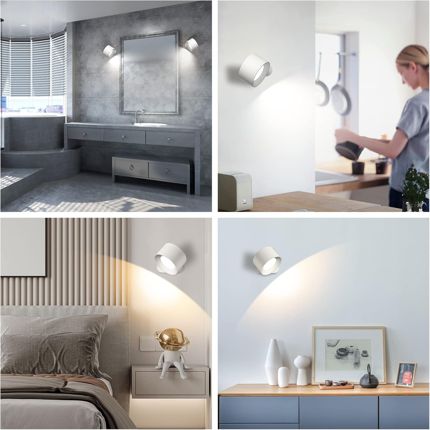 Easystick Cordless Wall Lamp, Rechargeable Led Magnetic Wall Light 360° Rotation