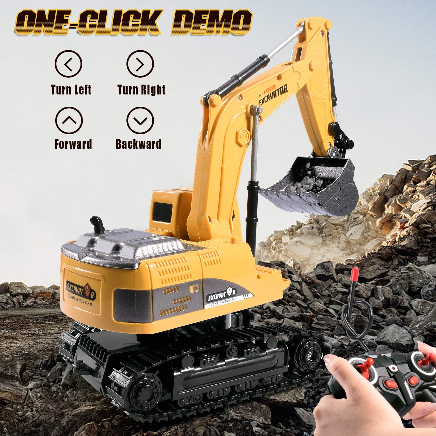 Excavadora de control remoto Cami�n de juguete Excavadora RC con luces