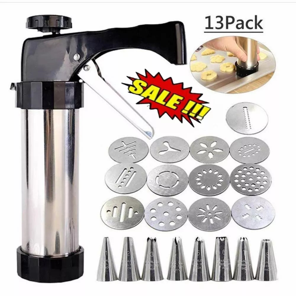 Stainless Steel Cake Cream Decorating Gun Sets Cookie Making Machine Nozzle Mold