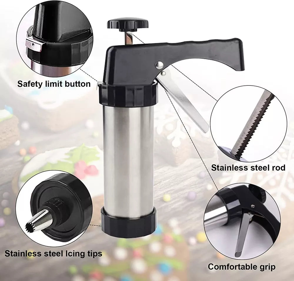 Stainless Steel Cake Cream Decorating Gun Sets Cookie Making Machine Nozzle Mold