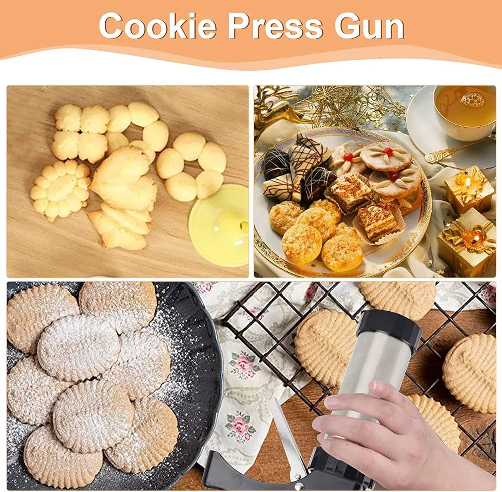 Stainless Steel Cake Cream Decorating Gun Sets Cookie Making Machine Nozzle Mold