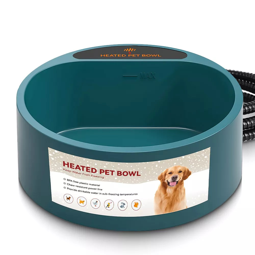 Dog Cat Heated Water Bowl Outdoor Thermostat for Chickens Rabbits Bird Bath