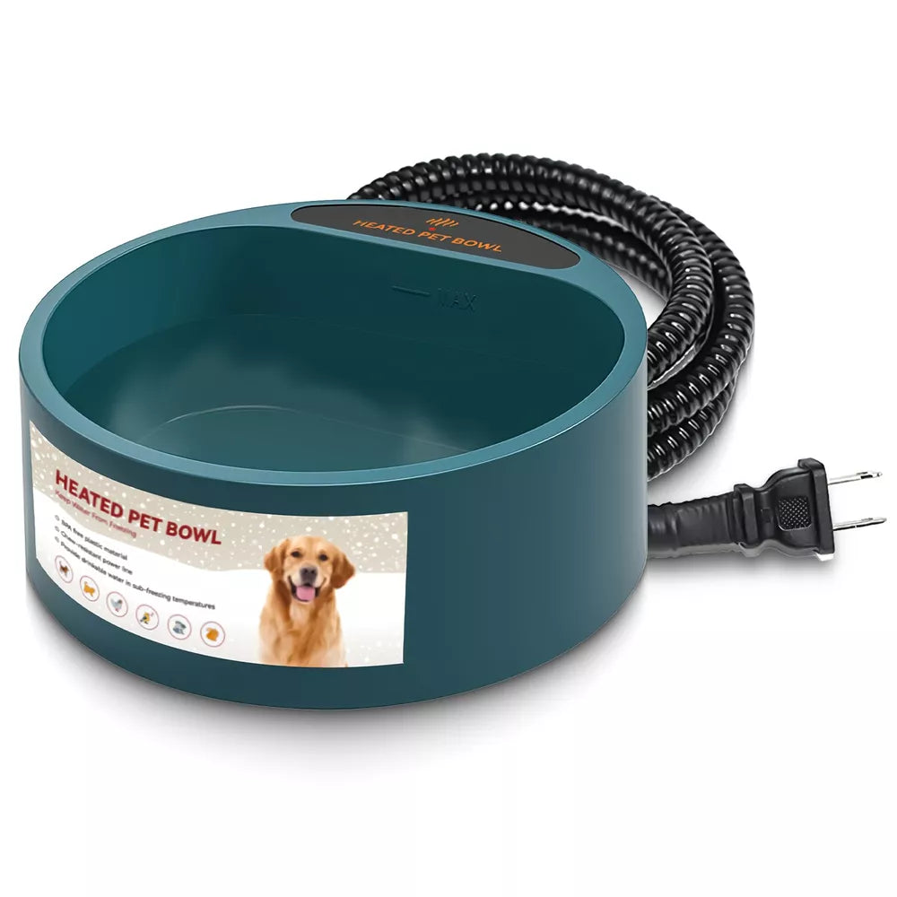 Dog Cat Heated Water Bowl Outdoor Thermostat for Chickens Rabbits Bird Bath