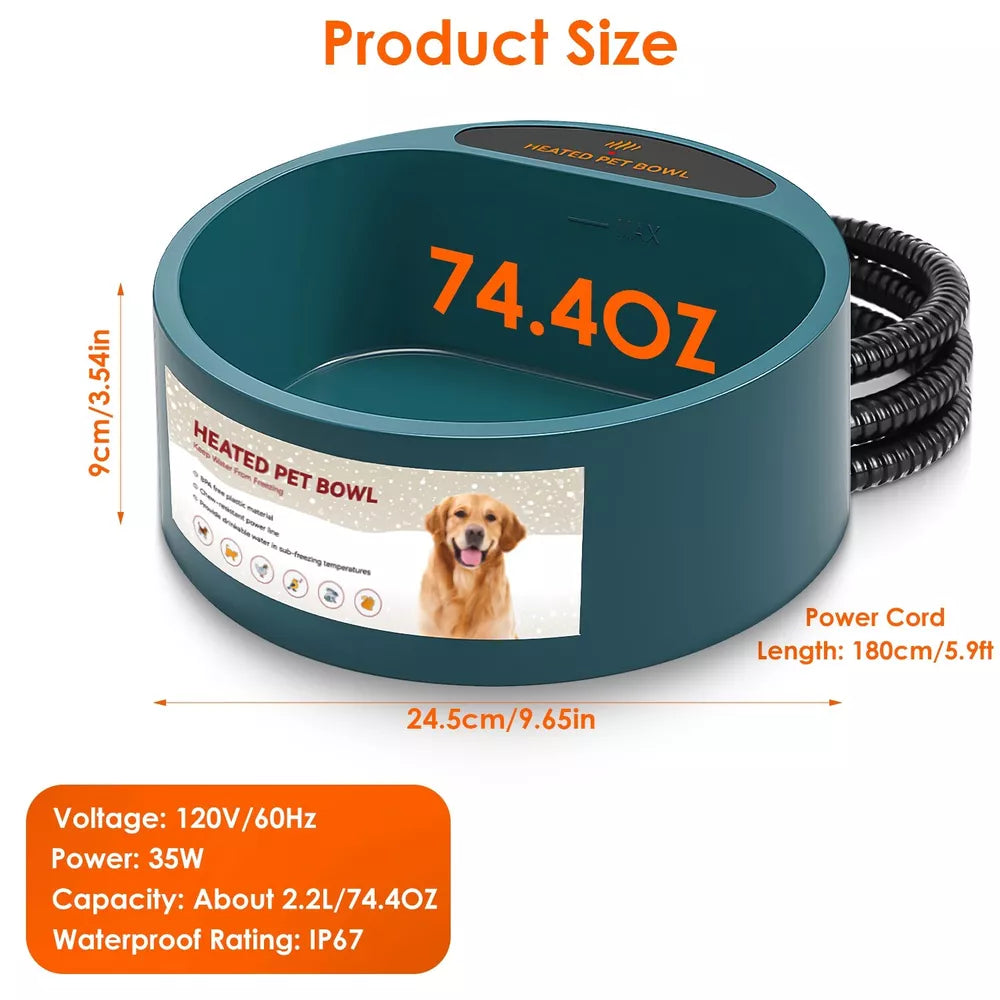 Dog Cat Heated Water Bowl Outdoor Thermostat for Chickens Rabbits Bird Bath
