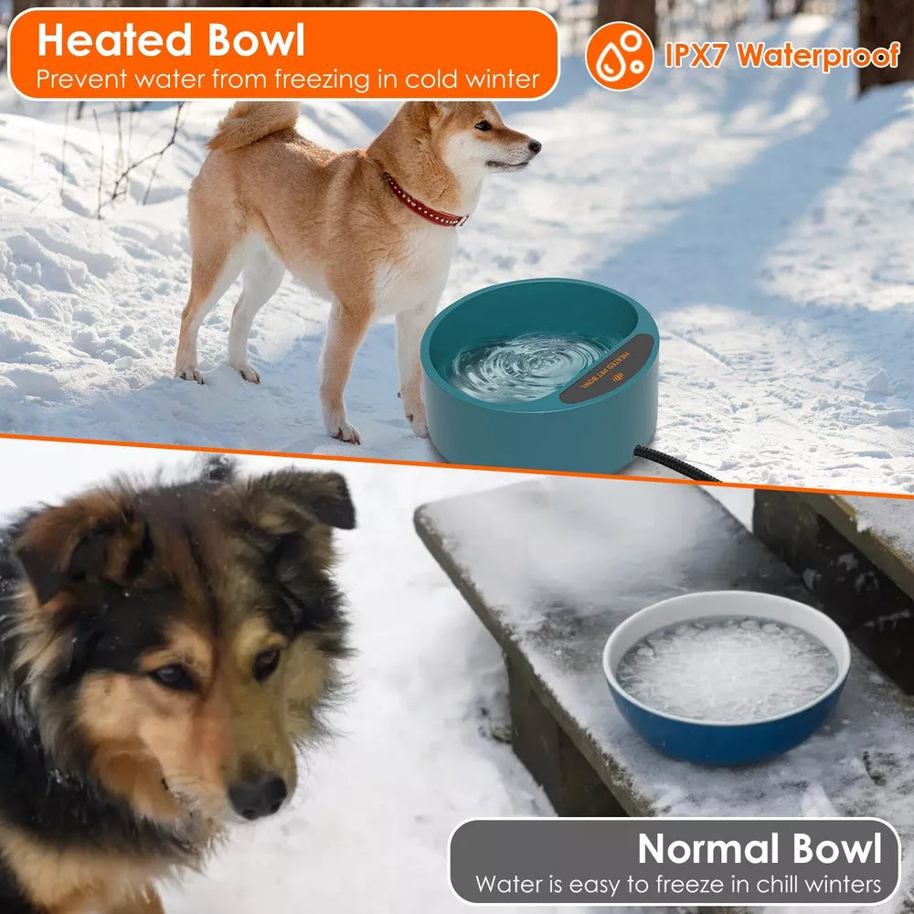Dog Cat Heated Water Bowl Outdoor Thermostat for Chickens Rabbits Bird Bath
