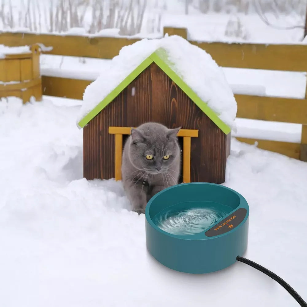 Dog Cat Heated Water Bowl Outdoor Thermostat for Chickens Rabbits Bird Bath