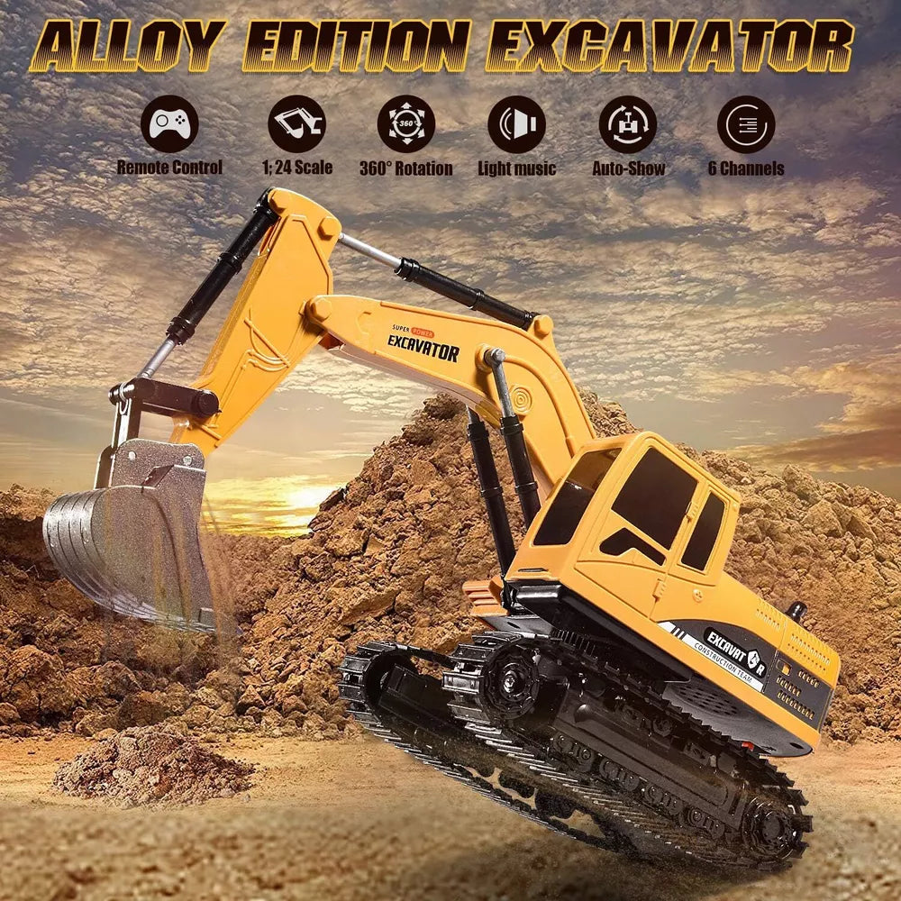 Excavadora de control remoto Cami�n de juguete Excavadora RC con luces