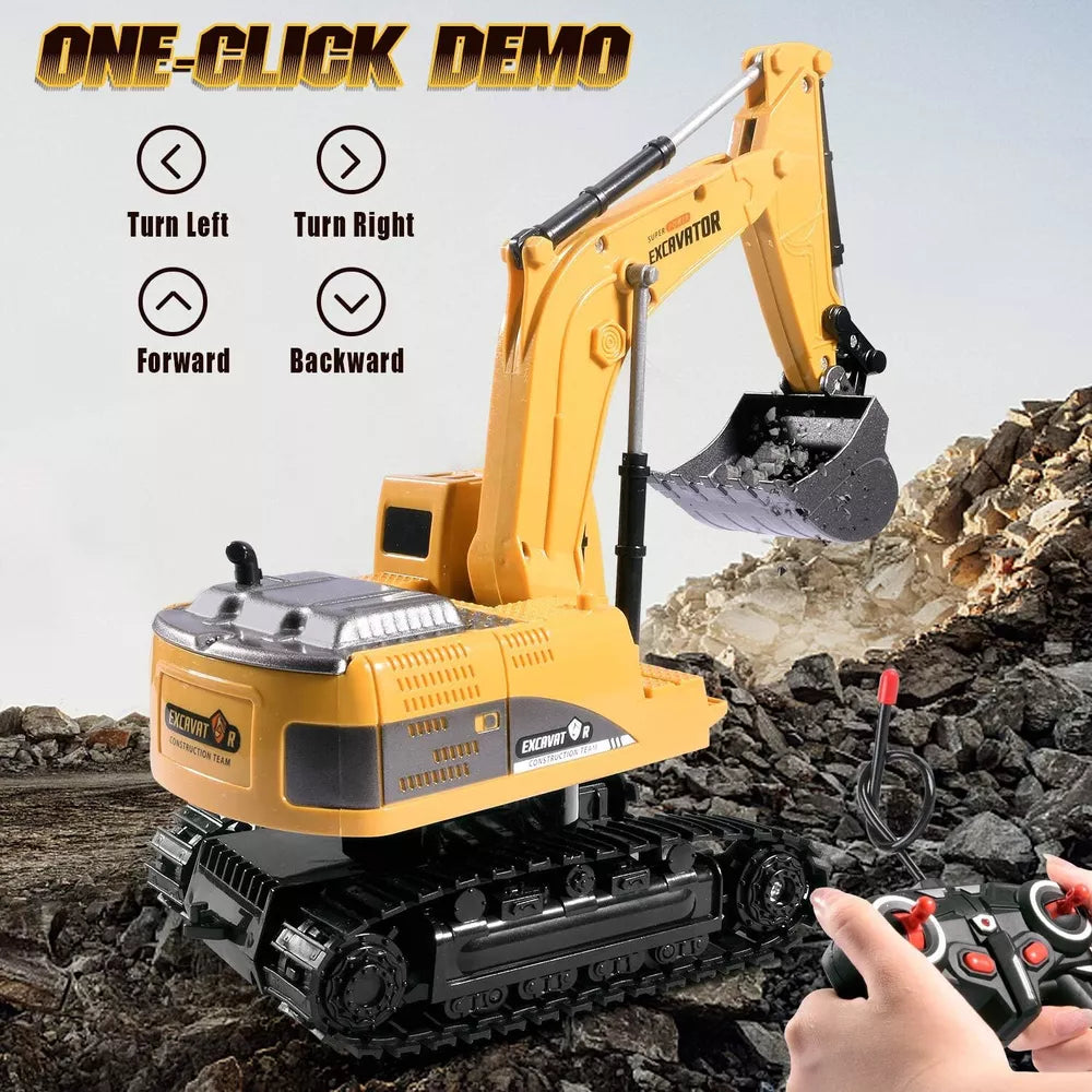 Excavadora de control remoto Cami�n de juguete Excavadora RC con luces