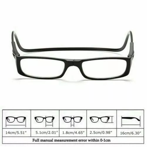 Hanging Folding Magnetic Reading Glasses Front Click Connect Neck Eyeglasses USA q