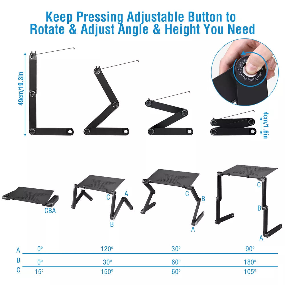 High Quality 360°Adjustable foldable laptop Notebook Desk Table Stand Bed Tray