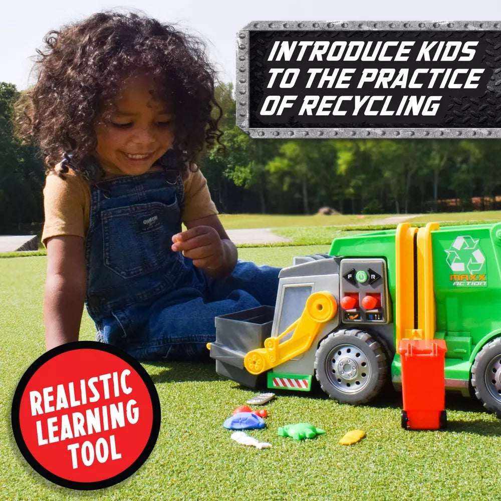 Maxx Action 3-N-1 Recycler Lg Garbage Truck Damaged Box Sounds Motorized Green