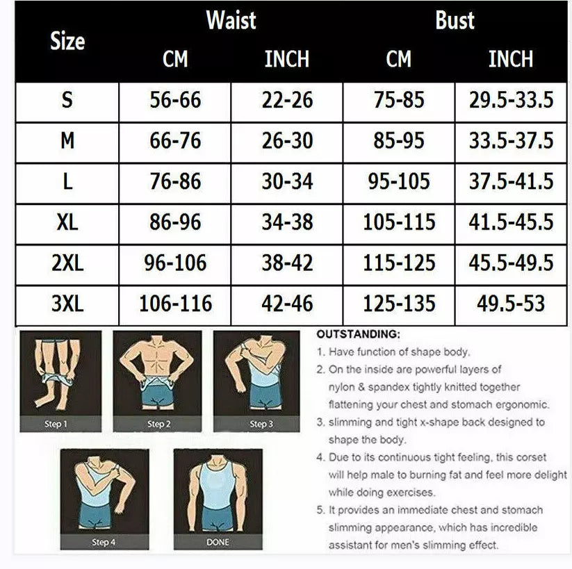 Men Compression Shirt Sleeveless Body Shaper Base Layer Slimming Tank Tops Vests