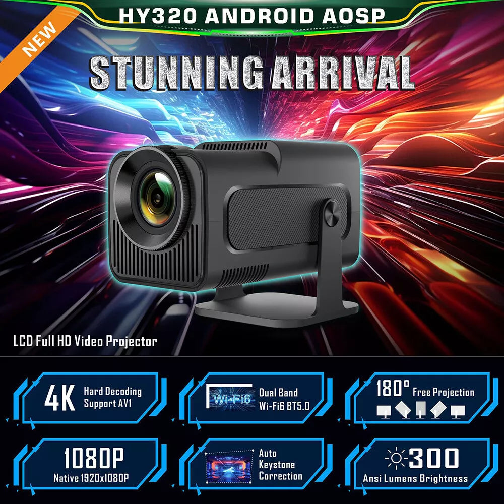 Mini Projector 10000 Lumen LED 4K 1080P WiFi Bluetooth UHD Portable Home Theater