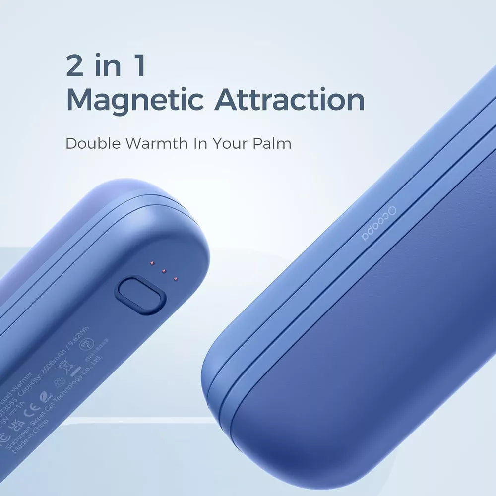 OCOOPA Rechargeable 2PK Magnetic Hand Warmers & 5600mAh Power Bank 12 Hrs Heat