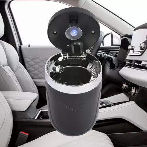 Portable Car Ashtray Cigarette Cylinder Smokeless Cup Holder LED Light with Lid