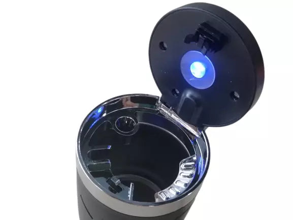 Portable Car Ashtray Cigarette Cylinder Smokeless Cup Holder LED Light with Lid