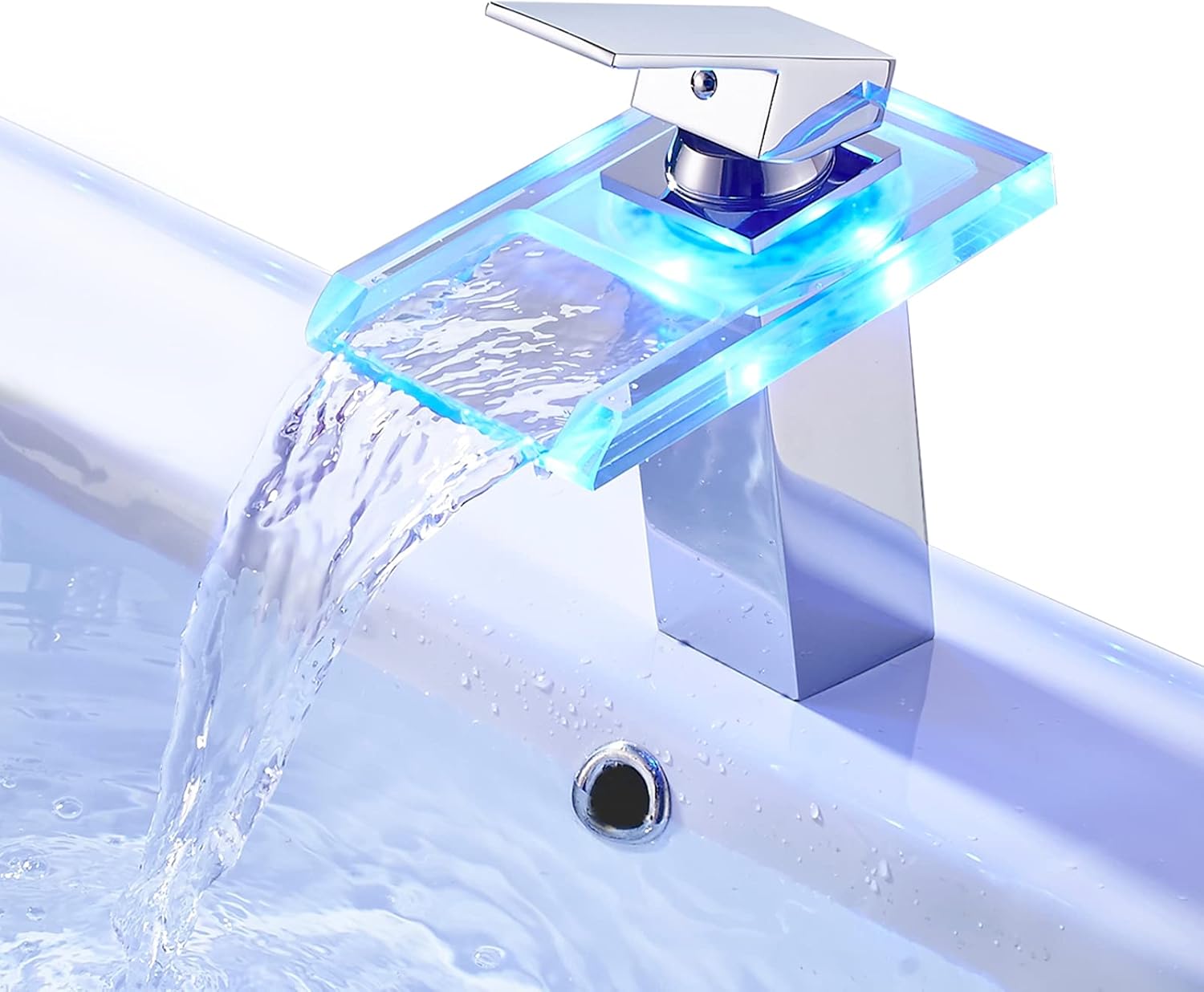 Cascada Para Casa Single Handle Waterfall Bathroom Vanity Sink LED Faucet NUEVO