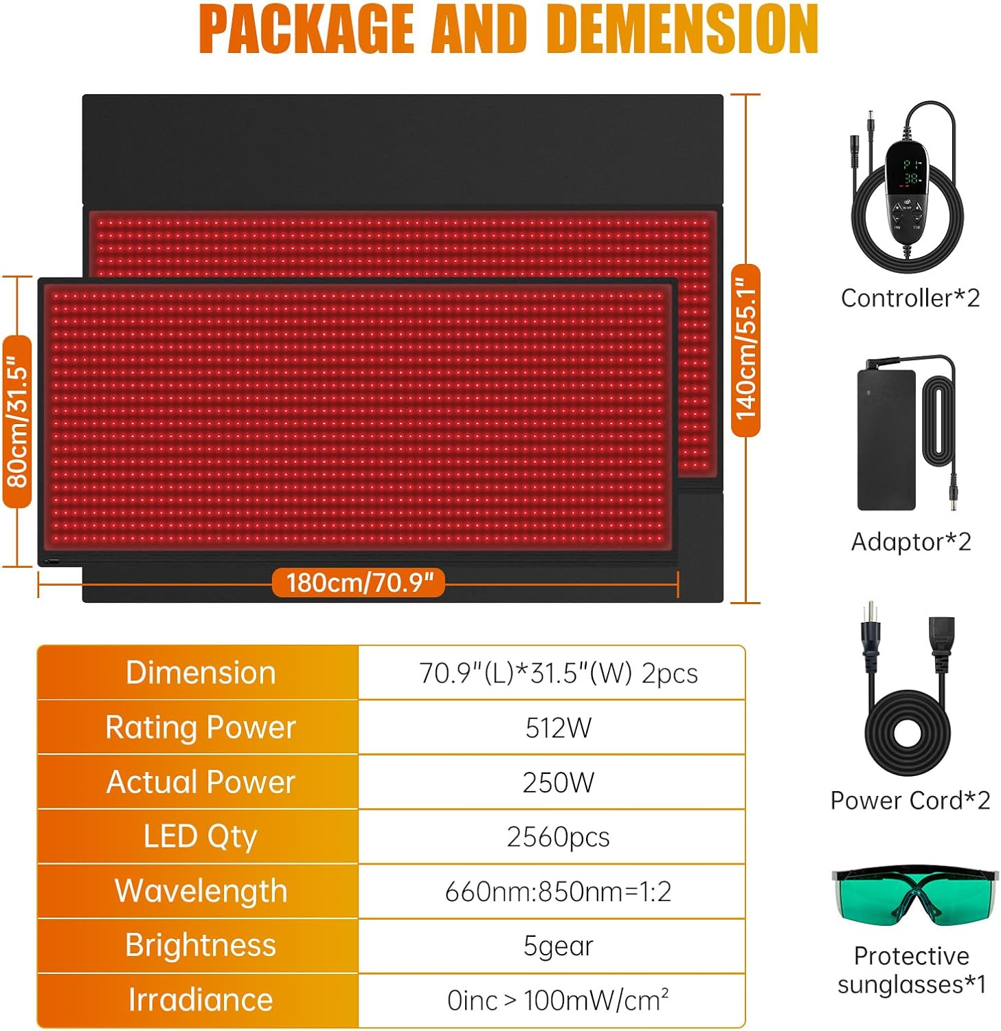 LOVTRAVEL 2560pcs LED 660nm Red Light Therapy Sleeping Bag Mat Body Relief