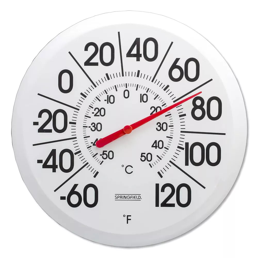 Springfield Indoor Outdoor Big and Bold Thermometer with Mounting White