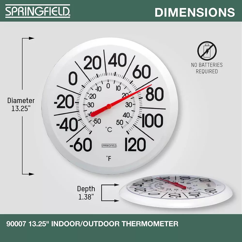 Springfield Indoor Outdoor Big and Bold Thermometer with Mounting White