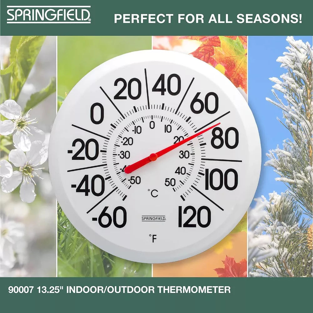 Springfield Indoor Outdoor Big and Bold Thermometer with Mounting White