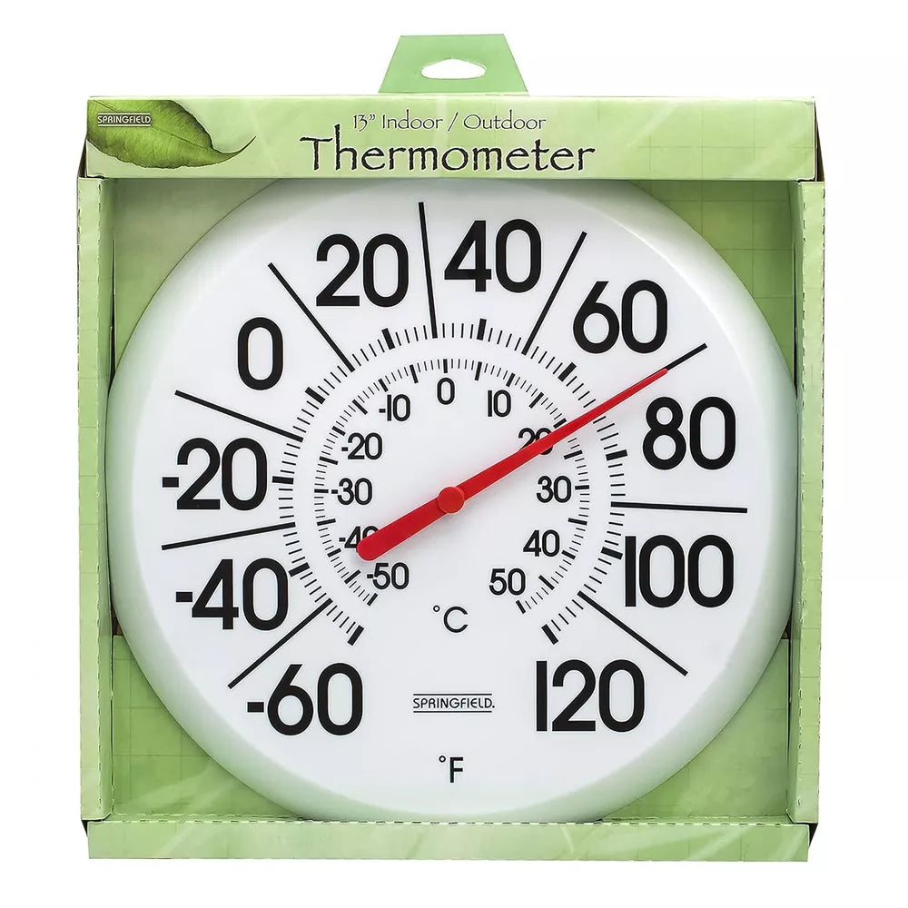 Springfield Indoor Outdoor Big and Bold Thermometer with Mounting White
