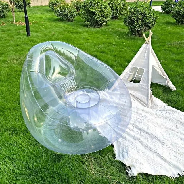 Transparent Inflatable Lounge Chair, Clear PVC Inflatable Single Sofa US Stock