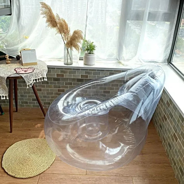 Transparent Inflatable Lounge Chair, Clear PVC Inflatable Single Sofa US Stock