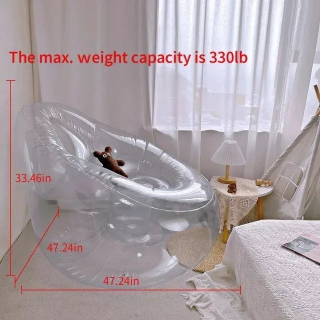 Transparent Inflatable Lounge Chair, Clear PVC Inflatable Single Sofa US Stock
