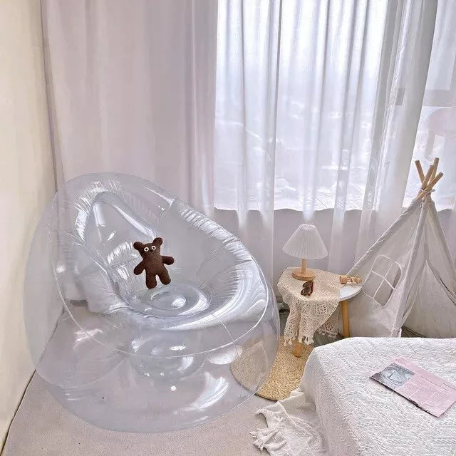 Transparent Inflatable Lounge Chair, Clear PVC Inflatable Single Sofa US Stock