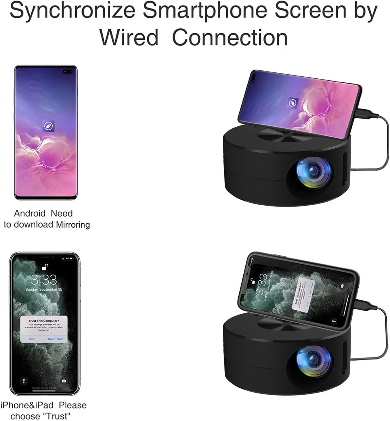 Portable Mobile Projector Full HD LED Home Cinema Portable Theater Movie Project