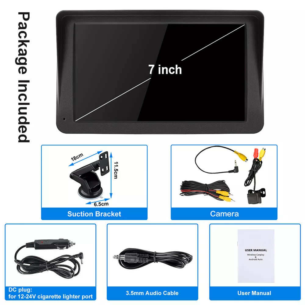 Universal 7" Touch Screen Car Radio Apple CarPlay Android Auto Portable Stereo