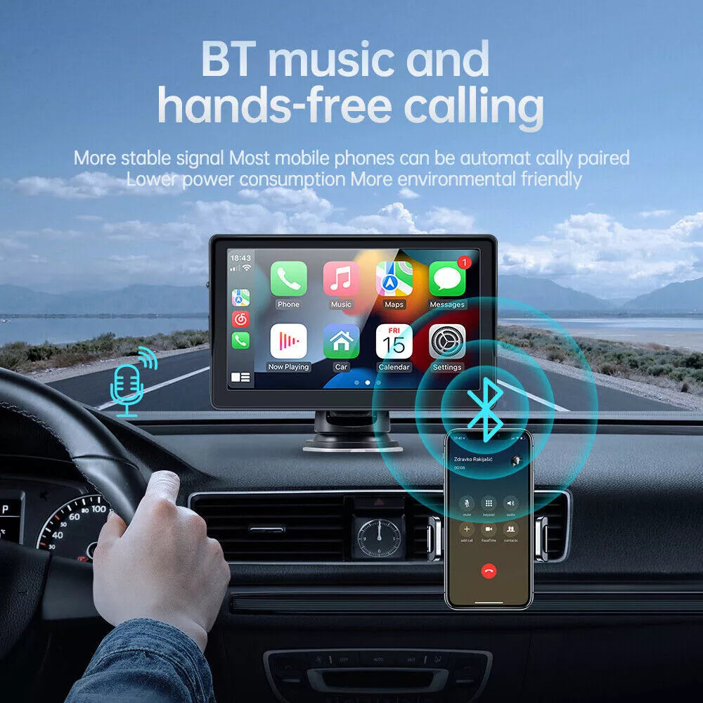 Universal 7" Touch Screen Car Radio Apple CarPlay Android Auto Portable Stereo