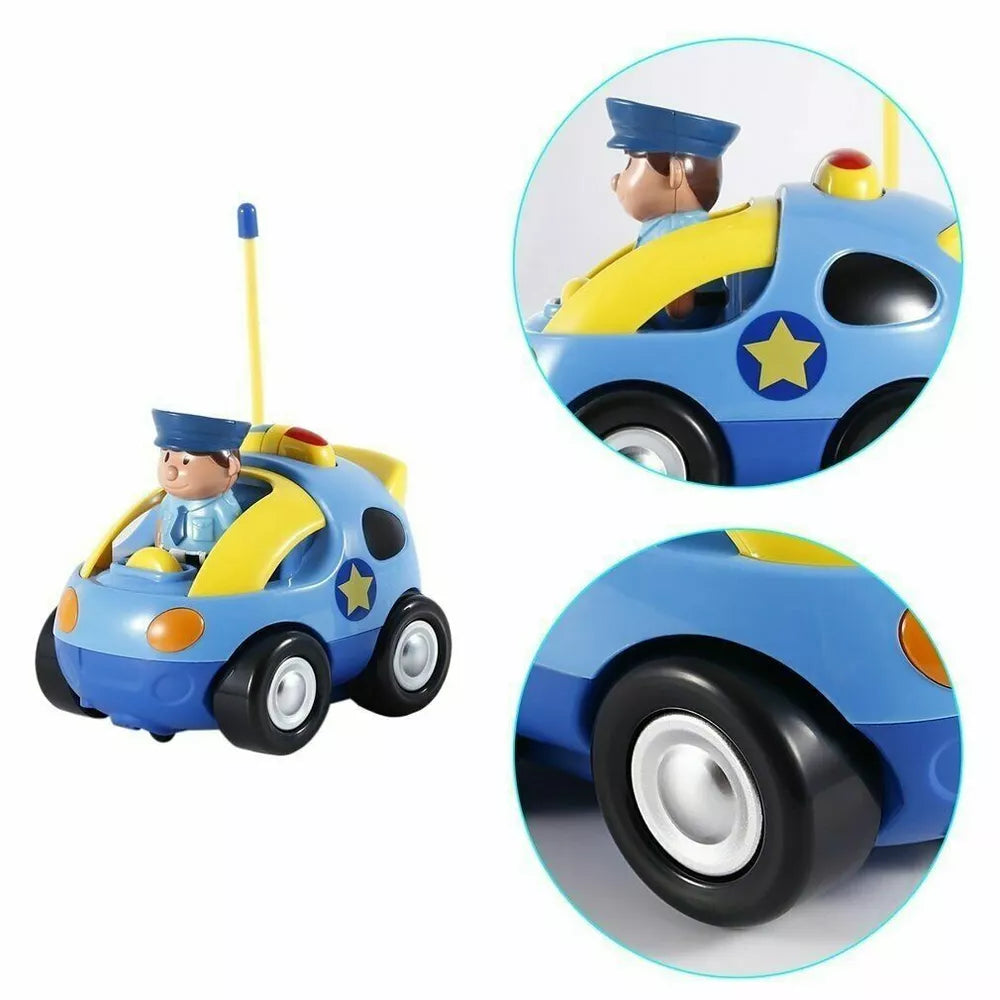 My First RC Cartoon Police Car Toy for Toddlers & Kids Music & Lights Toys NEW