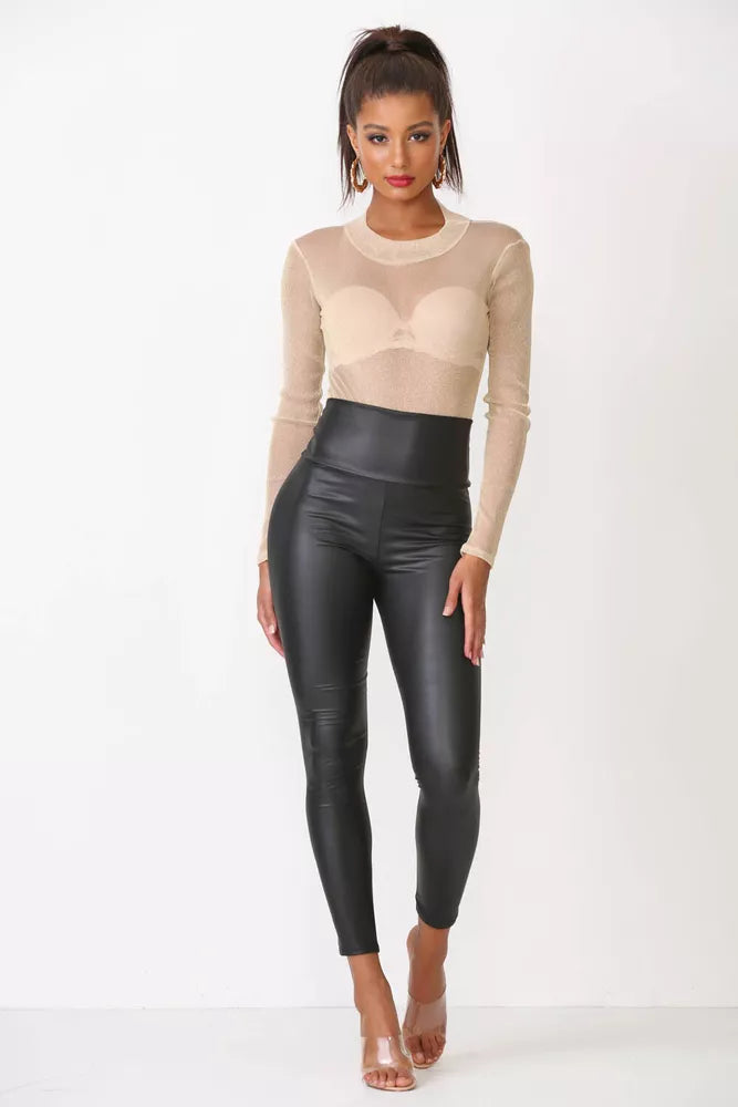 Cemi Ceri Women's Faux Leather High Waist Leggings #1471