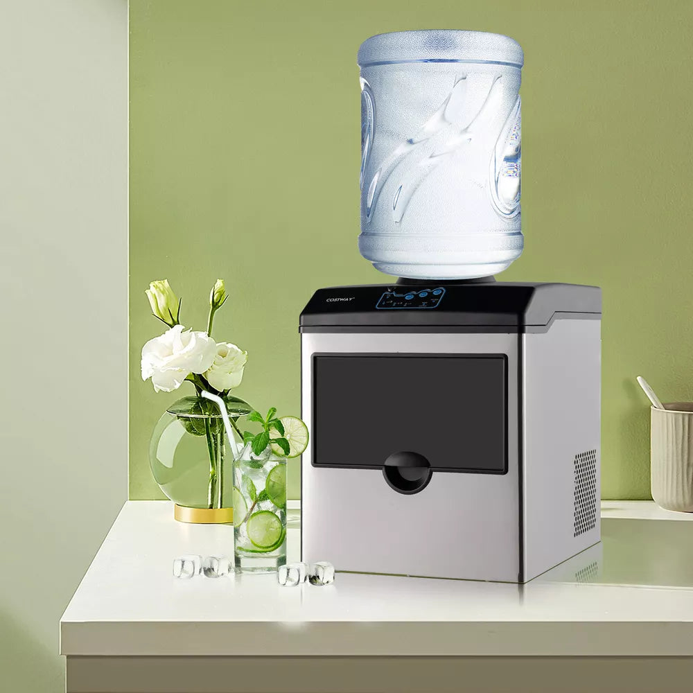 2 in 1 Countertop Ice Cube Maker 48lbs/Day with Water Dispenser Combo Machine