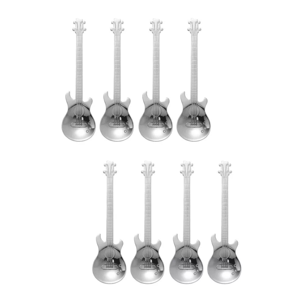 8 pcs Guitar Coffee Spoon Stainless Steel Coffee Mixing Spoon Cold Drink Tea